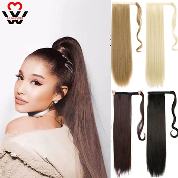 

Long Hairpiece Ponytail Hair Extensions Clip In Hair Extension Natural Afro Straight Drawstring Ponytail Synthetic MANWEI