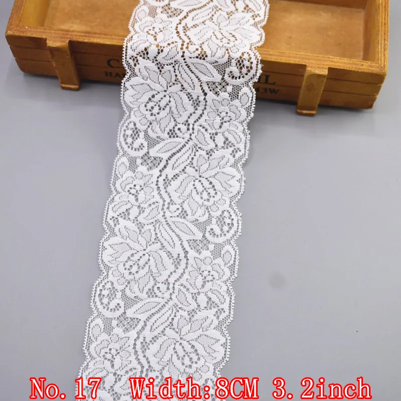 No17 8CM 3.2inch 5 ярдов/партия эластичный белая кружевная лента африканская кружевная ткань шитье из кружева вышитая кружевная отделка Костюмы кружевные аксессуары аппликация - Цвет: No17 8CM 3.2inch
