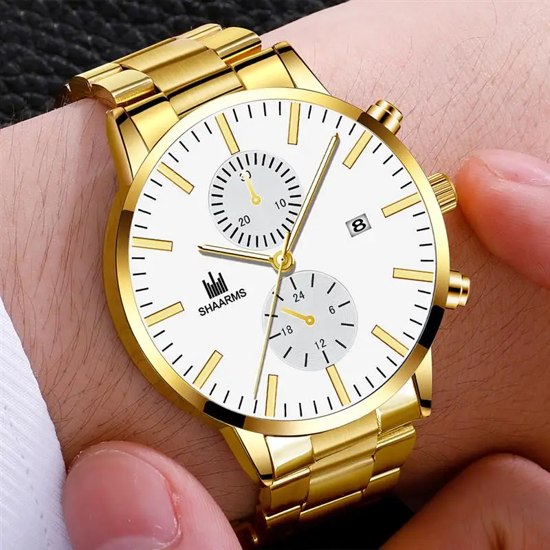 

SHAARMS Fashion Men Watch Luxury Stainless Steel Quartz Watches Male Sport Date Business Wristwatch Relogio Masculino Reloj