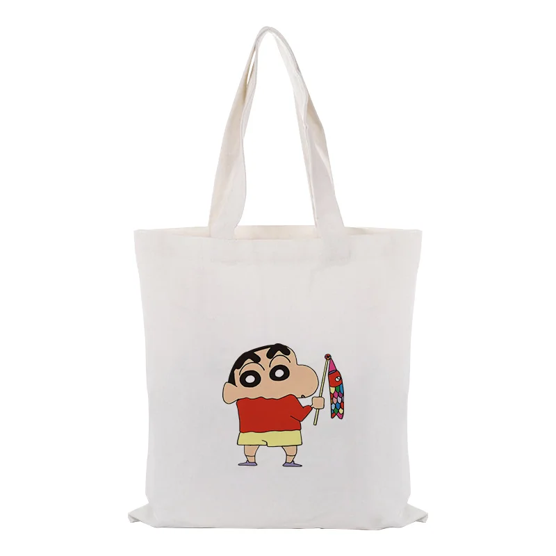 Crayon Shin-chan Сумка-тоут для ежедневного использования холст текст DIY печать на заказ логотип сумка для покупок эко многоразовая утилизация