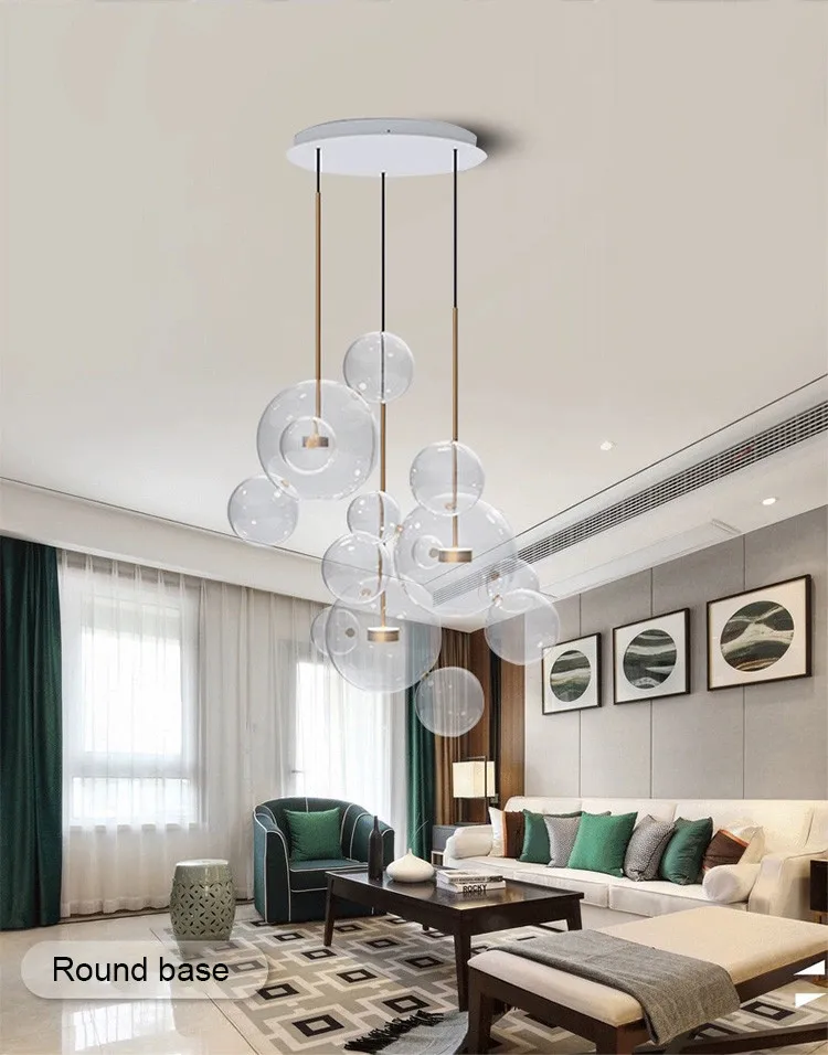 Modern Clear Glass Bubble LED Chandelier Lighting Customized Living room Chandelier for Dining room Indoor Decor Light Fixture