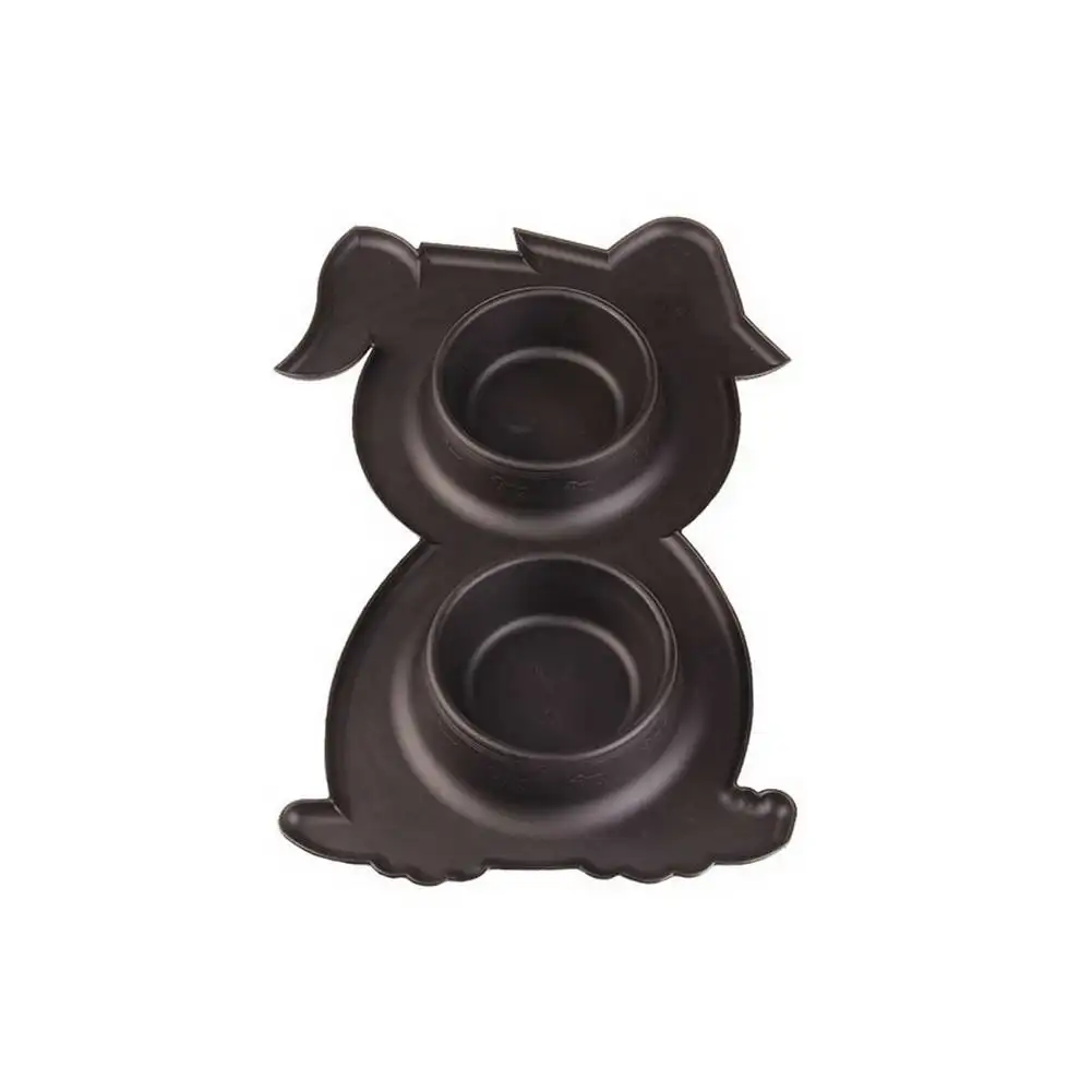 Black without bowl Двойные миски питатель для домашних животных из нержавеющей стали миски для воды с нескользящим ковриком DNJ998 - Цвет: Black without bowl