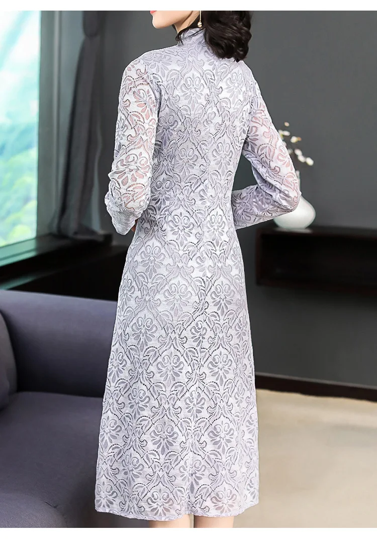 Spring Clothing Large Size Dress Chinese-style Dignified Glorious Mom Modified Version Lace Dress