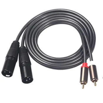 

Audio Cable 2 RCA Pair 2 XLR 3-Pin Male Intercom Amplifier Hybrid Plug AV Cable Double XLR to Dual RCA Line