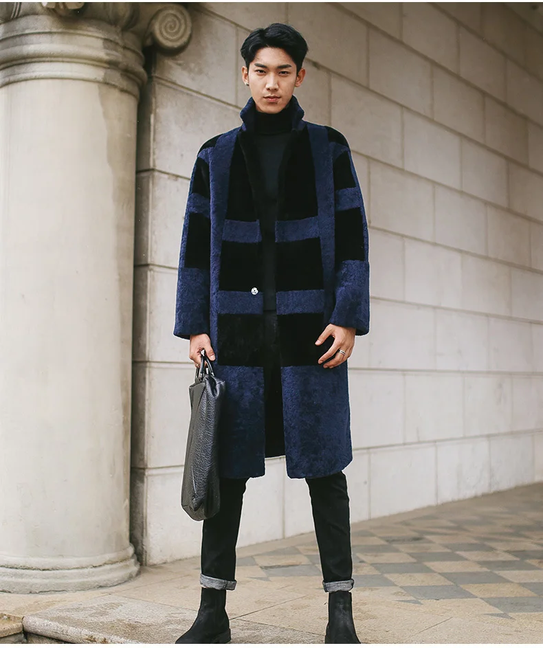 

Real Fur Coat Men Winter 100% Natural Wool Jacket Sheep Shearling Long Coats Luxury Jackets Men Fur Coat LW-16126 KJ1423