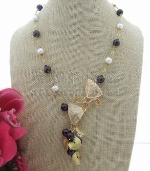 

N042009 19" Natural Pearl Garnet Necklace