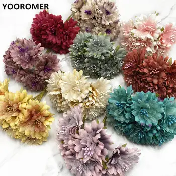 

YOOROMER Chrysanthemum 6 / bunch 4 cm mini bunch daisy flowers artificial flowers wedding decoration diy crafts home decoration