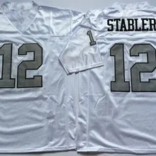 Мужская футболка с вышитым логотипом Ken Stabler 12, белая, черная, для средней школы, для футбола, для болельщиков, подарок, дешево