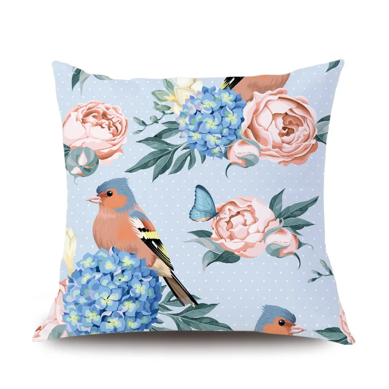 

Bird decorative Throw Pillows Case Flower Cushion Cover Sweet Home Sofa Car Office decoration home Nordic Covers Hello Spring