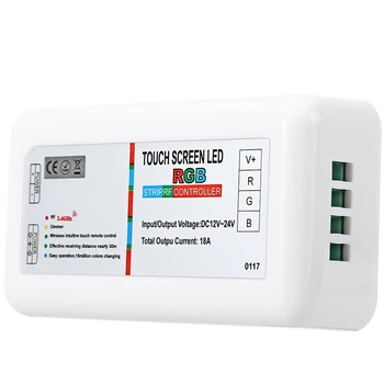 

CLAITE DC12-24V RGB LED Touch Controller 2.4G Touch Screen RF Wireless Remote Control for LED Strip Lighting Module 4 Channels