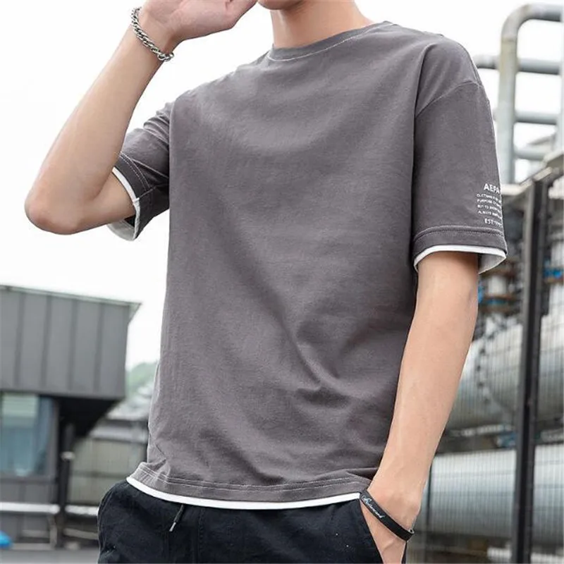 Shirt Men Layered O Neck Linen 