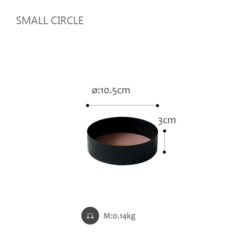Small circle Модный кожаный поднос с текстурой и закрытым носком для хранения ювелирных изделий, поднос для рабочего стола, отделочный Органайзер, изысканные украшения для дома - Цвет: Small circle