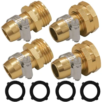 

Garden Hose Repair Connector with Clamps, Fit for 3/4 inch or 5/8 inch Garden Hose Fitting, 2 Set