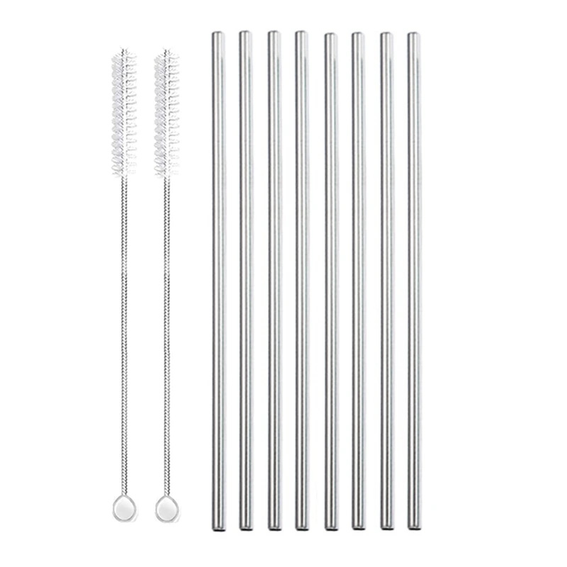 Eco-Friendly Reusable Stainless Steel Drinking Straws Set with Cleaner Brushes