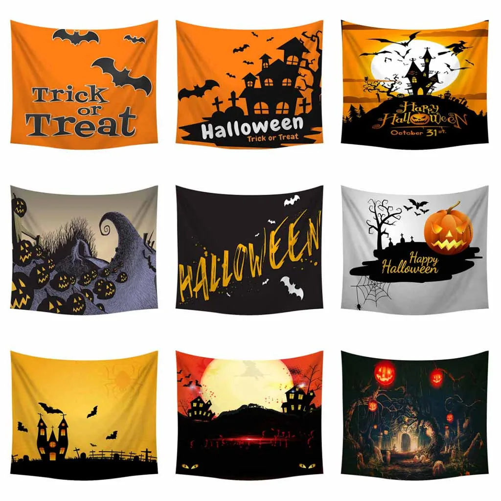 

Halloween Tapestry Pumpkins Tree Print Wall Hanging Tapestry Art Home Decoration W0809