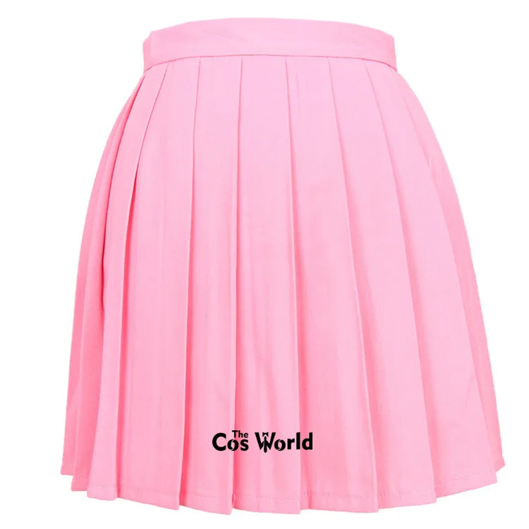 Pink red XS-3XL 17 одноцветное Цвета девушки девушка Высокая талия плиссированные юбки женские платья для JK школьная Униформа студентов ткани - Color: Pink red