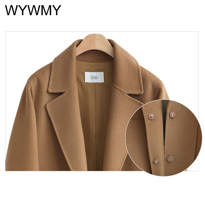 Autumn Coat Women Woolen Coat Casual Plus Size Long Sleeve Thick Jackets Female Vintage Loose Warm Wool Coat Casaco Feminino