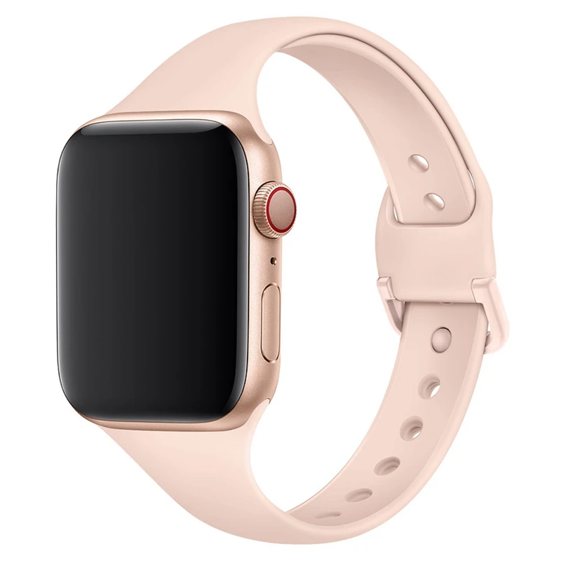 Тонкий ремешок для спортивных часов для apple watch band 44 мм 40 мм для iwatch 5 4 3 band 42 мм 38 мм correa узкий тонкий мягкий силиконовый ремень браслет - Цвет: PK