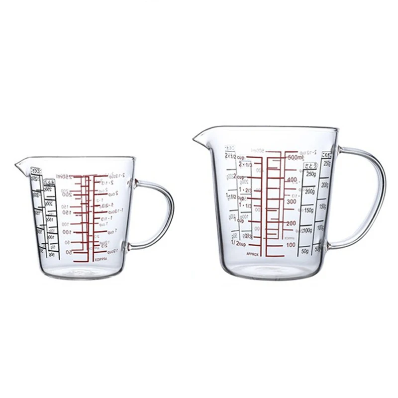 2 Pack Glass Measuring Cup Milk Jug Heat Resistant Glass Cup Measure