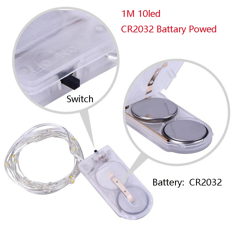 1M 10led CR2032 1 м, 3M, 5 м, 10 м, вечерние реквизиты, теплый Сказочный светильник, гирлянда, s, медный провод, светодиодный светильник, гирлянда, наружный светильник, Декор, светящиеся вечерние принадлежности - Цвет: 1M 10led CR2032