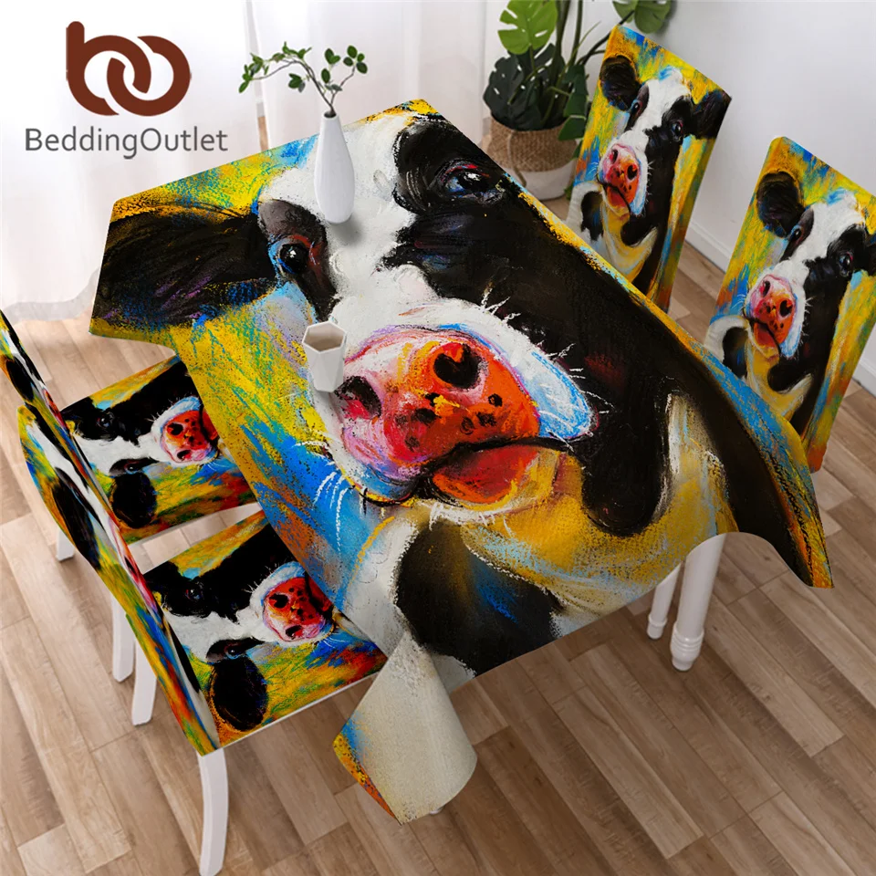 Скатерть BeddingOutlet с изображением молочной коровы водонепроницаемая скатерть для