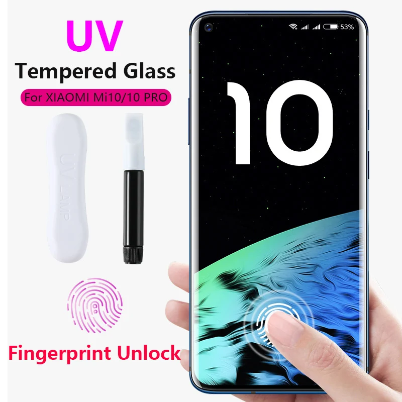 УФ закаленное стекло на Xiaomi Mi Note 10 Pro Lite Жидкая пленка с полным клеем для экрана Xiomi