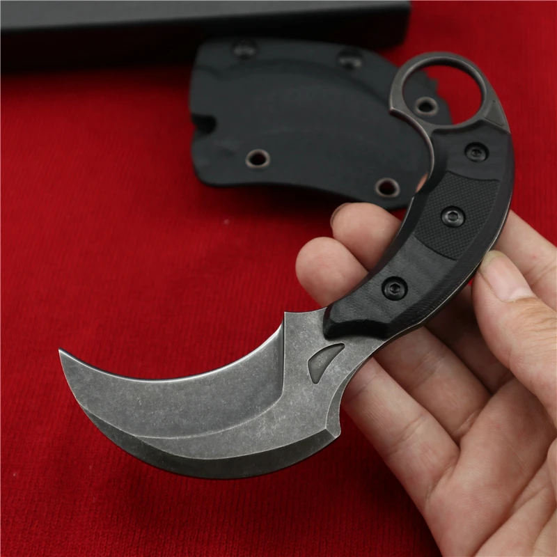 Стальные ножи Karambit, складной прямой нож, лезвие для мытья камня D2, стальной инструмент, охотничий нож, походный нож для повседневного использования