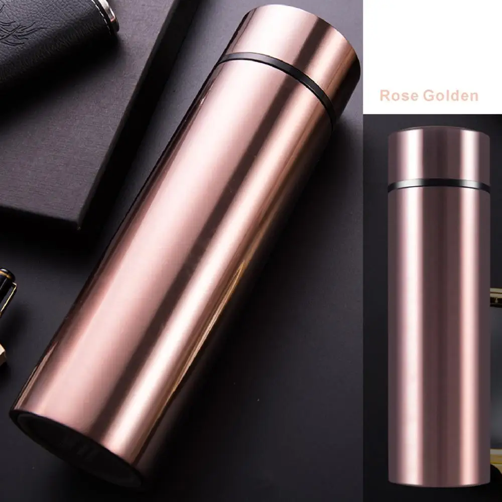 304 Stainless Steel Vacuum Cup Temperature Display Portable Tea Bottle Travel Mug Insulation Cup Gift Flasks 480ml For Business - Цвет: Rose Golden