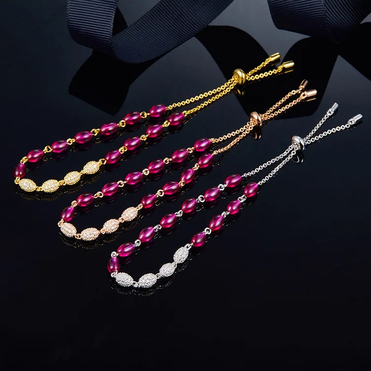 Топ продаж 925 стерлингового серебра розовый красный браслет «Конфета» Cz кубического циркония модные женские Monaco брендовые ювелирные изделия Три цвета
