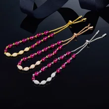 Топ продаж 925 стерлингового серебра розовый красный браслет «Конфета» Cz кубического циркония модные женские Monaco брендовые ювелирные изделия Три цвета