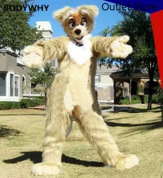 

Long Fur Fox Dog Mascot Costume High Quality Fursuit Cosplay Party Christmas Halloween Birthday Party Ad Opening