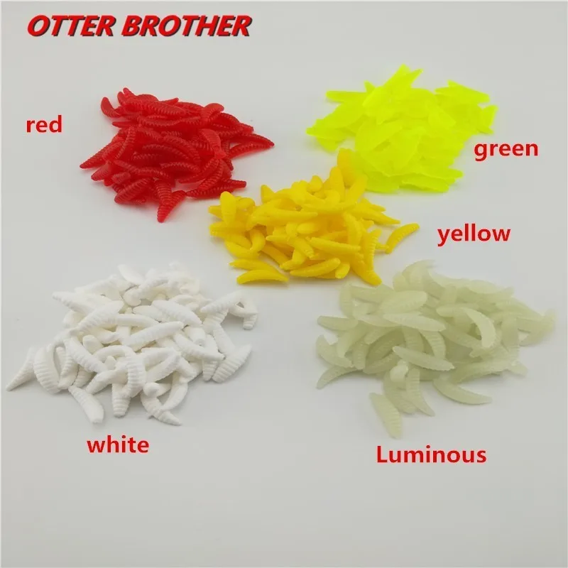 Pack of 20 Silicone Maggot Grub Soft Fishing Lures - Artificial Bread Scented, Glow-in-the-Dark Worms