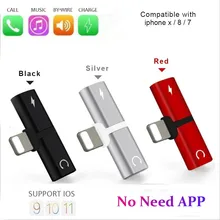 2 в 1 аудио адаптер для зарядки для Lightning для двойного освещения аудио сплиттер наушники AUX Jack кабель для iPhone 7 8Plus X/XR/XS