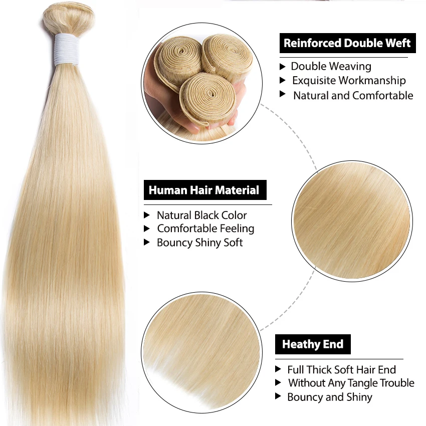 613 Blonde Bundles Brazilian Hair Straight Bundles 1/3/4 Bundle Deals Human Hair For Woman Remy Extensions Lemoda