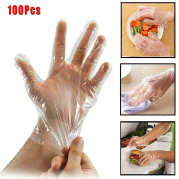 

100/300PCS Disposable Protective Gloves Plastic PVC Clear Food Cleaning Catering Beauty For Kitchen Hotel Restaurant