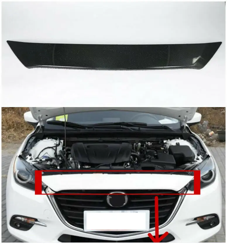 Подходит для Mazda 3 Axela- ABS углеродное волокно Передняя средняя верхняя решетка гриль крышка отделка 1 шт