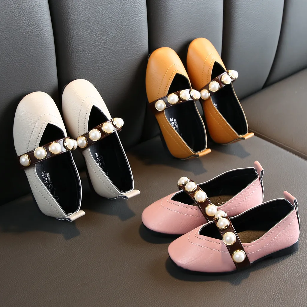 

Autumn Girls Princess Shoes 2019 New Toddler Infant Kids Baby Pearl Sandals Girls Leather Shoes Kids Dance Shoes