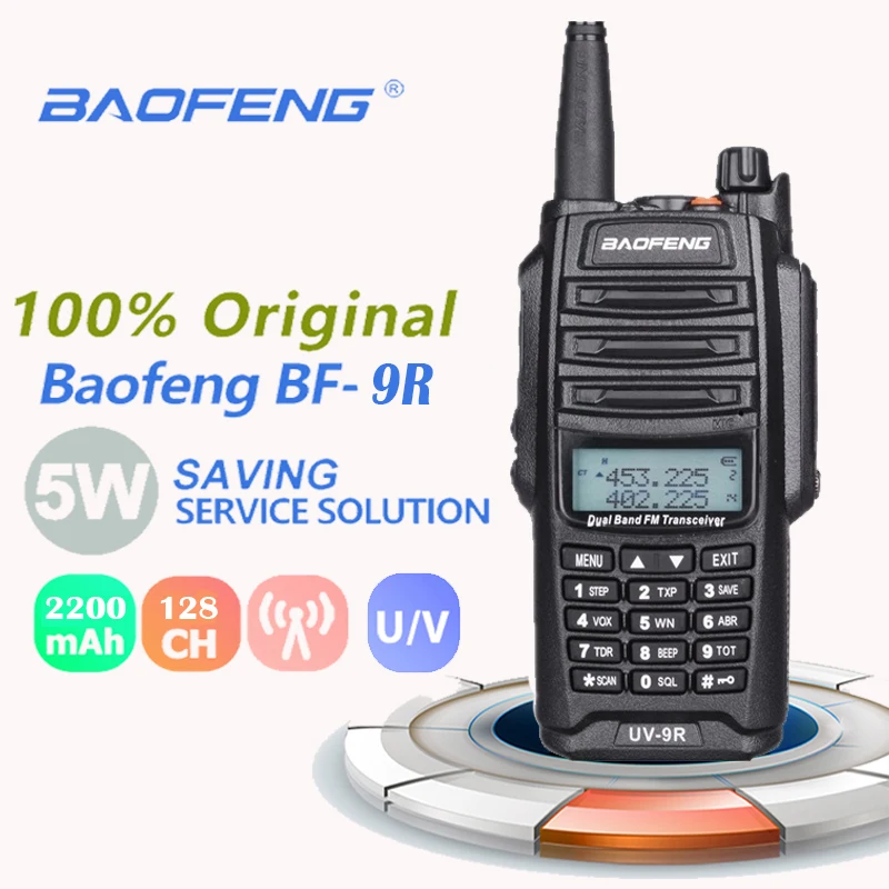 Оригинальный Baofeng UV-9R IP67 водонепроницаемый двухдиапазонный Uhf Vhf Walkie Talkie Ricetrasmittente Любительская радиосеть радиотелефон