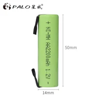 1.2V AA Rechargeable Battery 2200mah NiMh Cell Green Shell with Welding Tabs for Philips Electric Shaver Razor Braun Toothbrush 2