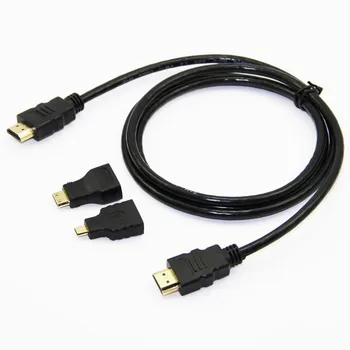 

Hot Sale 3 In 1 Gold Plated HDMI + Mini + Usb-Micro HDMI Adapter Cabl 1.5m 4.9ft High Wholesale