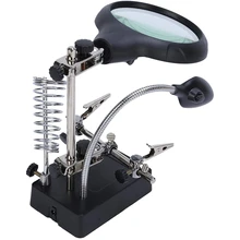 Soudage Loupe lentille Retravailler Support de Loupe De Bureau avec LUMIÈRE LED Troisième Main Soudure Soudage Réparation Outil