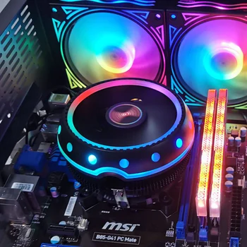 

CPU Cooler Desktop Host Mute Universal RGB Color Changing Computer Cooling CPU Fan FKU66