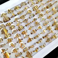 Wholesale Bulk 100pcs/lot Laser Cutting Pattern Mix Stainless Steel Rings Women Party Ring 2