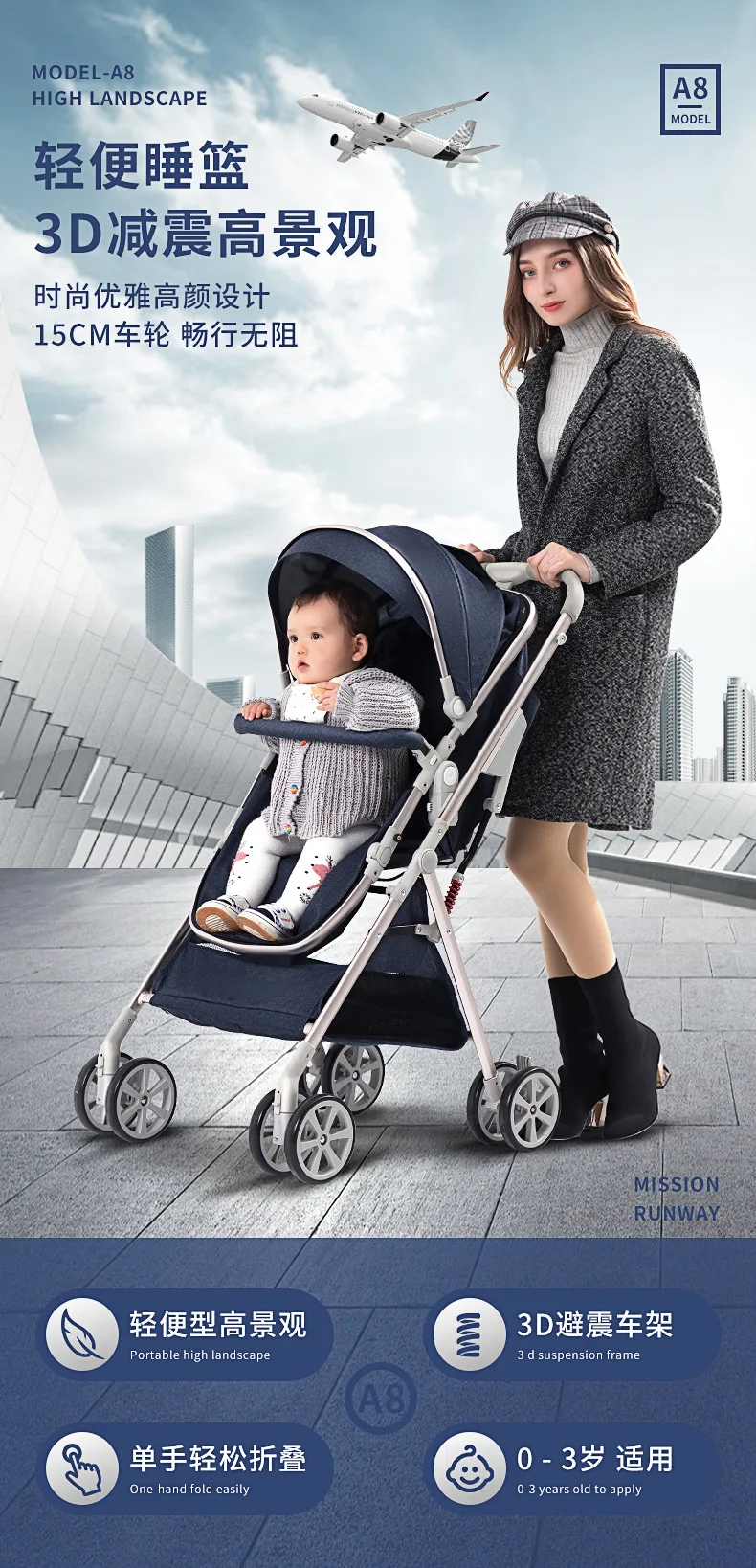 For Twins Baby Double strolleTwin baby stroller 2-in-1 detachable can sit light folding baby car safety Seat
