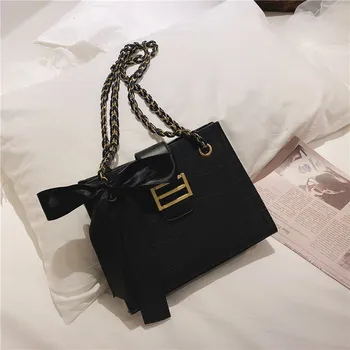 

Luxury Designer Crossbody Bags For Women Silk Scarf Bow Ladies Shoulder Bag High Quality PU Leather Shopping Bag Bolsas Feminina