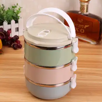 

New 3 Layer Portable Stainless Steel Lunch Box Thermal Insulated Food Storage Container Kids Picnic Office Workers School Bento