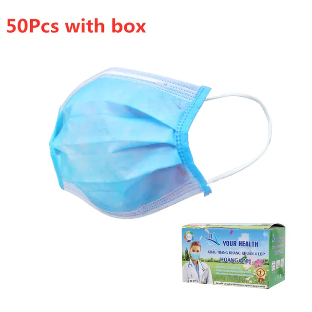US $33.34  50Pcs With Box 4-Laye Mask Dust Protection Masks Disposable Face Masks Elastic Ear Loop Disposable 
