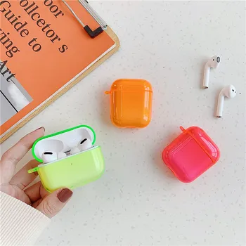 

Transparent Fluorescent Case For Apple Airpods Luxury Bluetooth Earphone Cover For Airpod Pro/2/1 Silicone Cute Headset Case Box