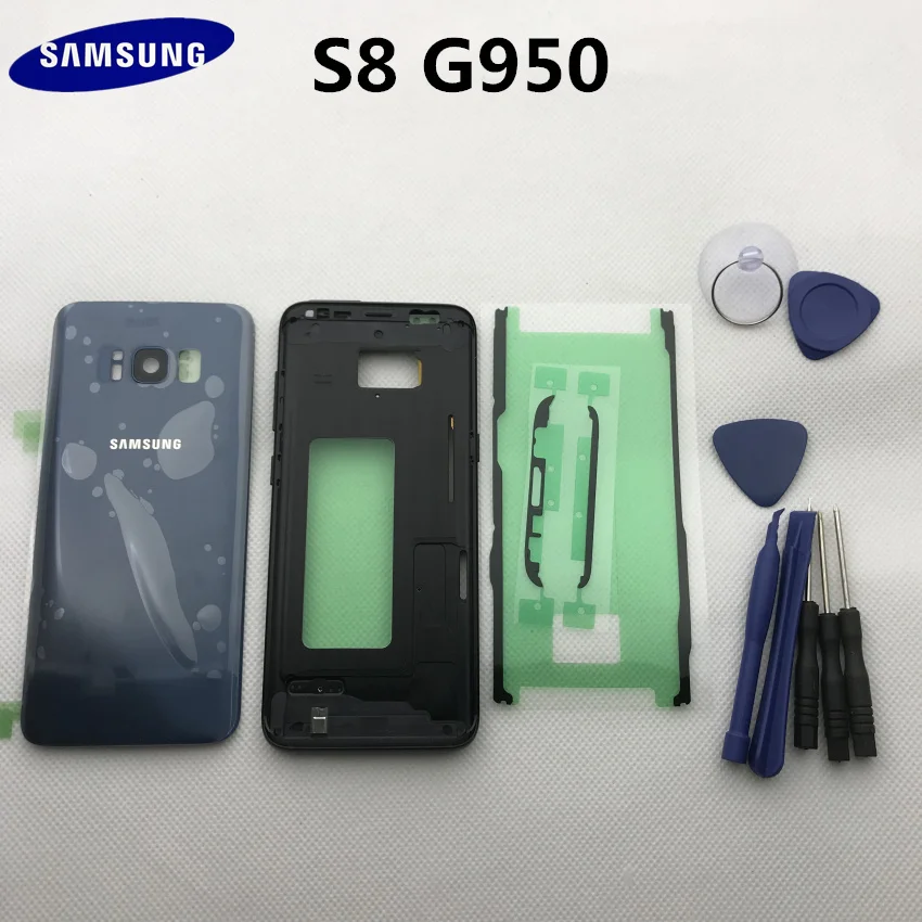 Чехол для samsung Galaxy s8 edge G950 G950F со средней рамкой с боковой кнопкой+ чехол для батареи с объективом камеры+ клей+ Инструменты