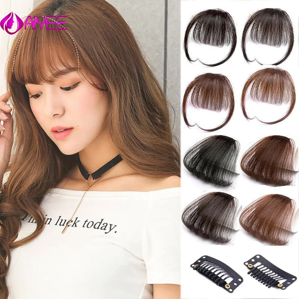 

AIYEE 6 Hair Bangs Short Straight Front Clip in Hair Fake Fringe Air Bangs Hair Bangs Extensions Clip In Hair Bangs for Women